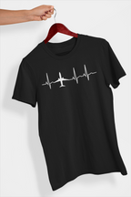 Aircraft Heartbeat Flight Sim T-Shirt Black