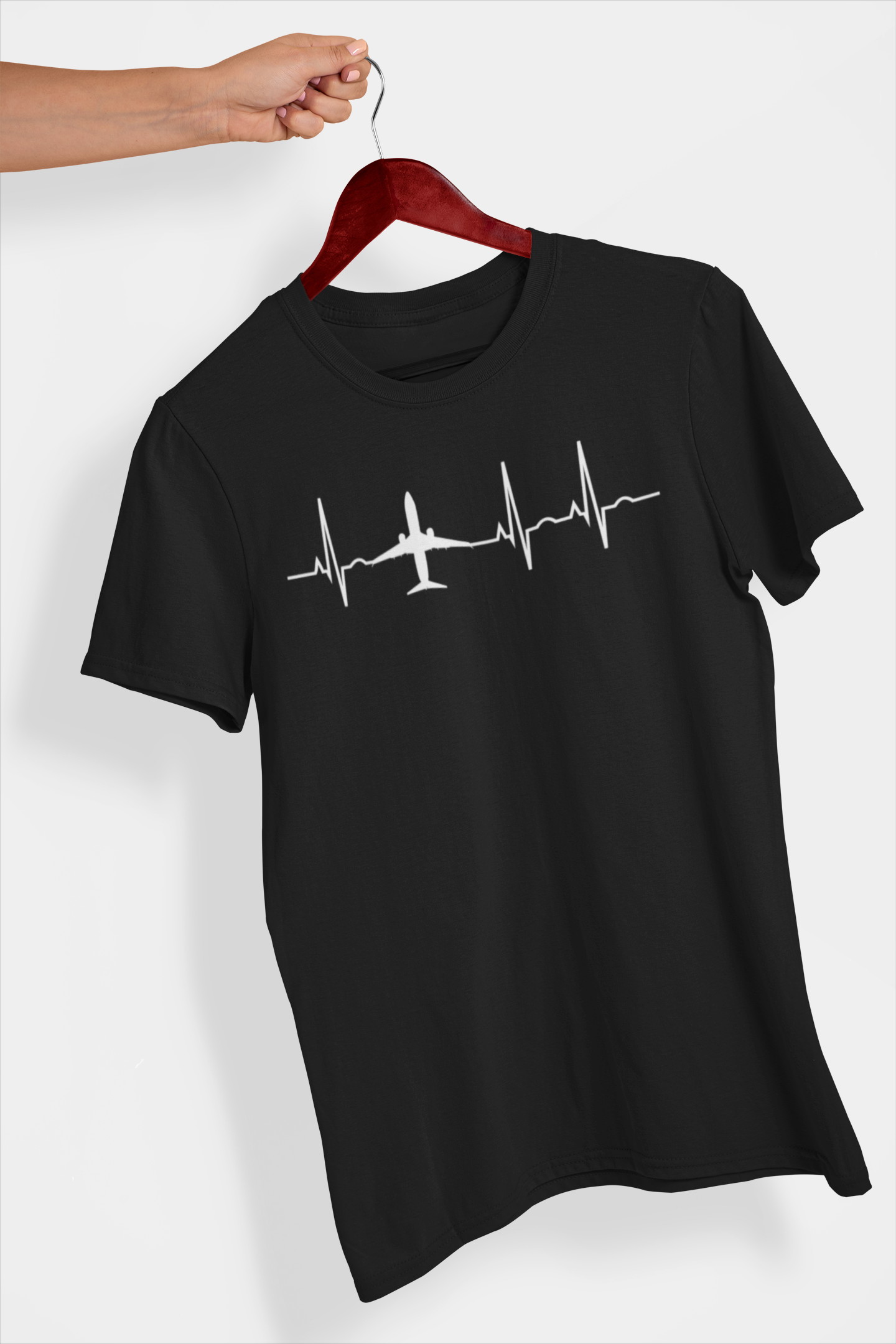 Aircraft Heartbeat Flight Sim T-Shirt Black