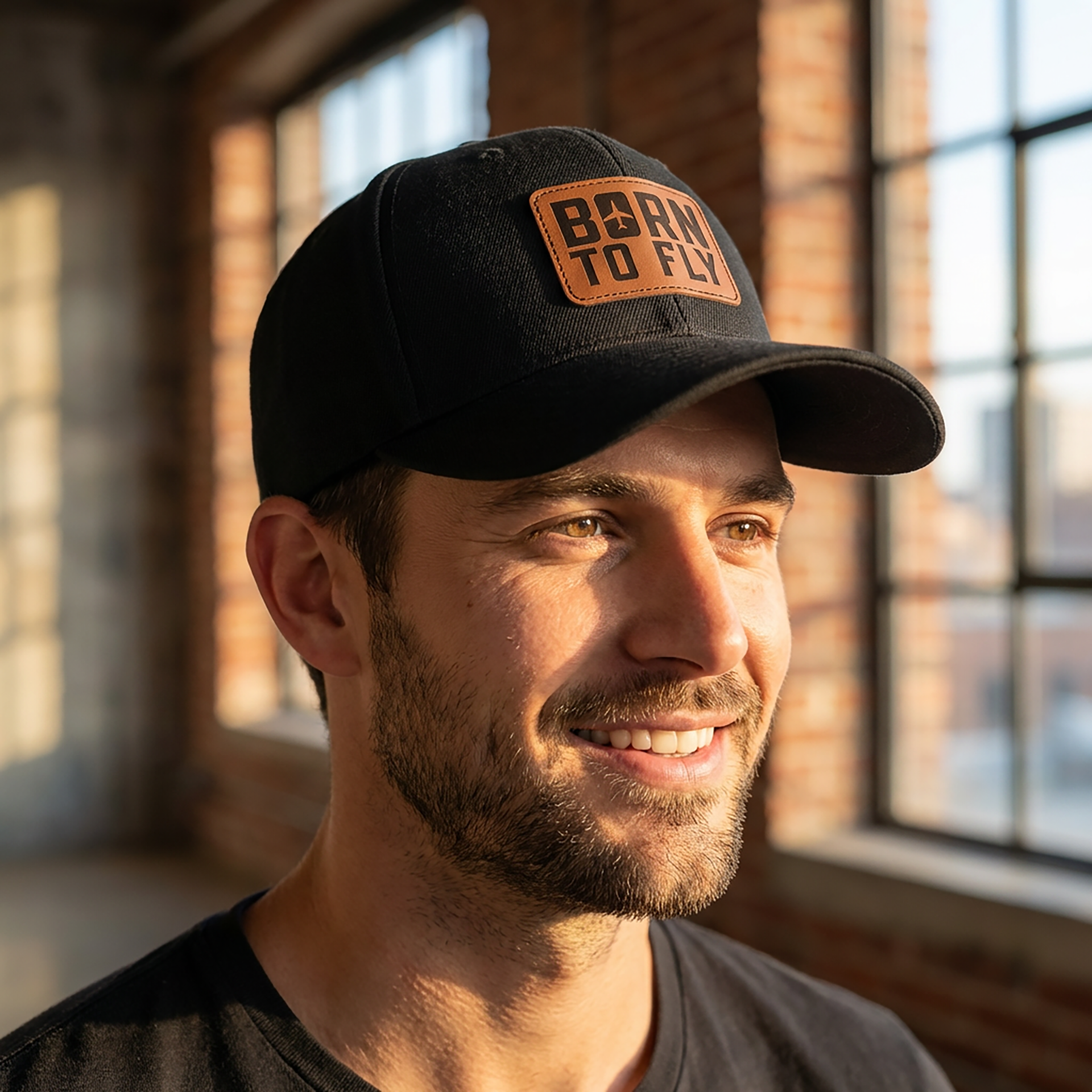 Born to Fly | Leather Patch Cap