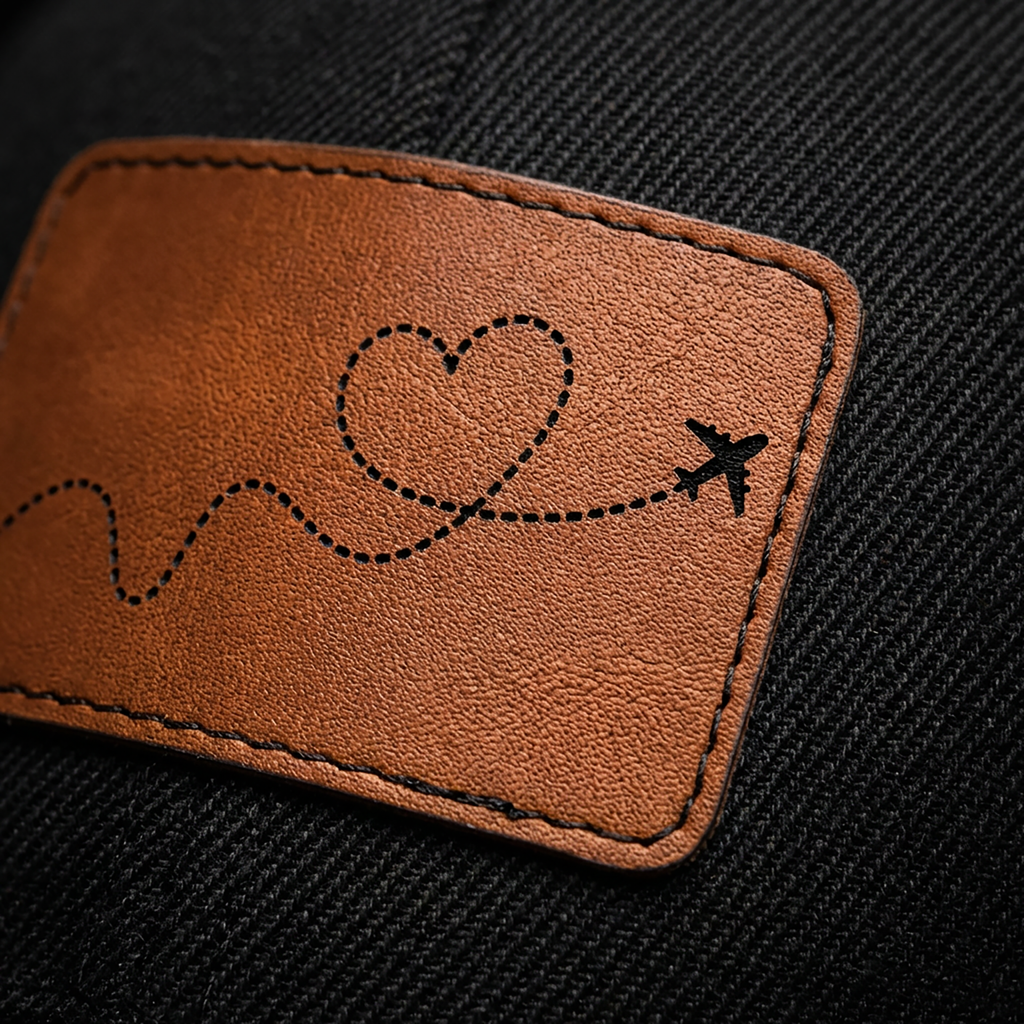 Heart Flight Path | Leather Patch Cap