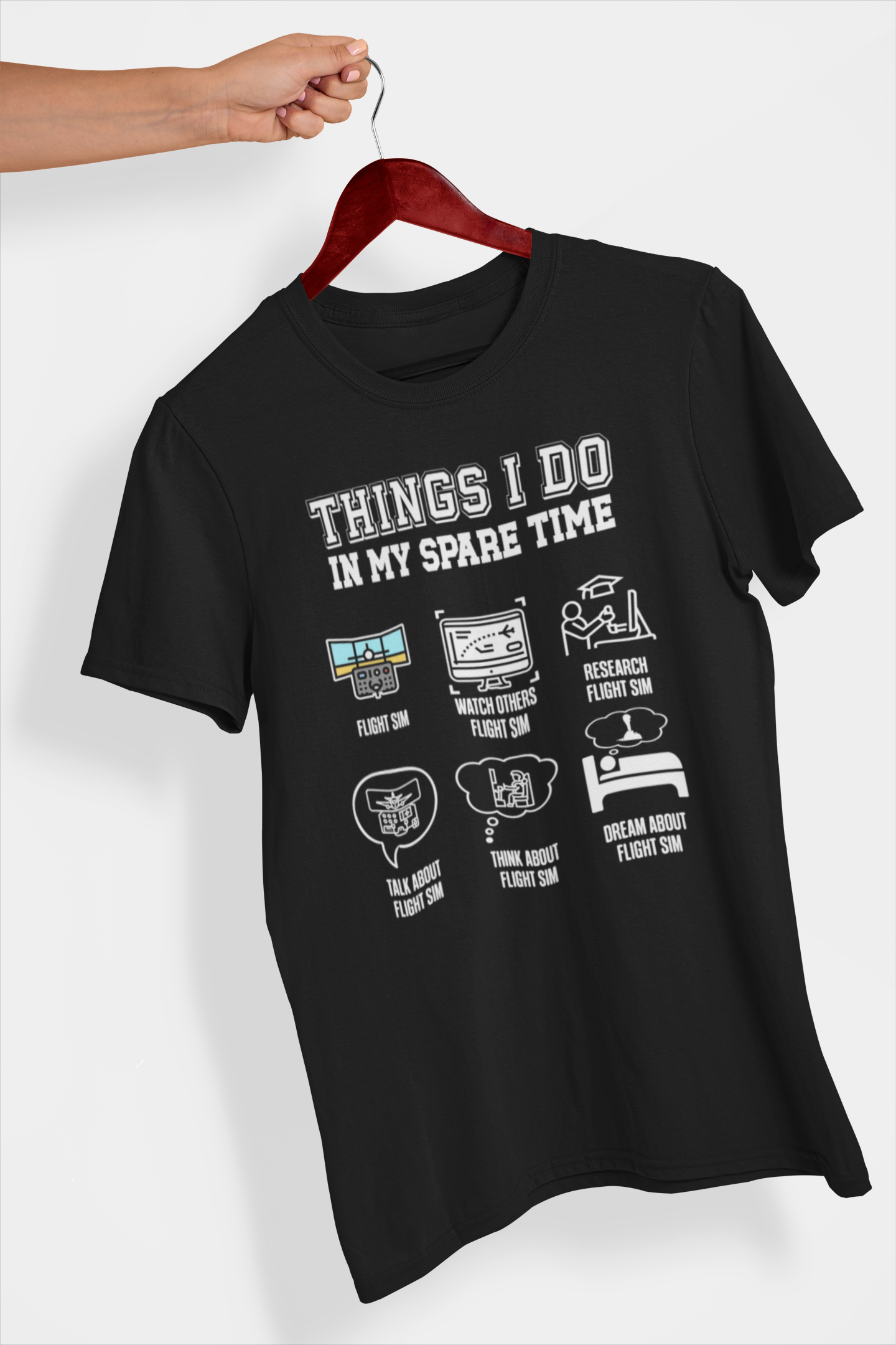 Things I Do in My Spare Time Flight Sim T-Shirt Black