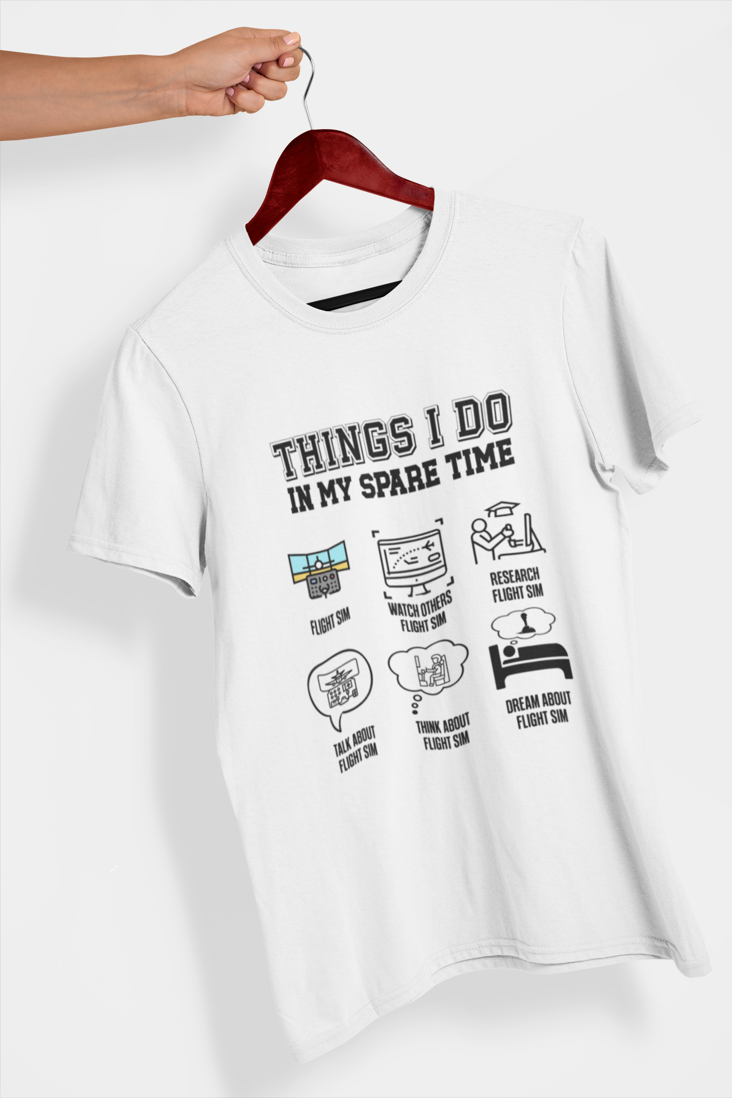 Things I Do in My Spare Time Flight Sim T-Shirt White